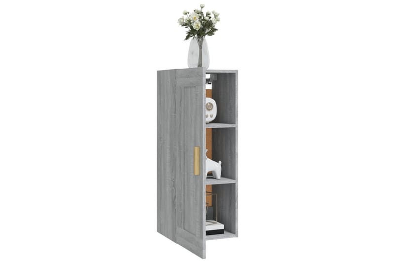 beBasic Veggskap grå sonoma 35x34x90 cm konstruert tre - GrÃ¥ - Oppbevaring - Hyller - Vegghylle