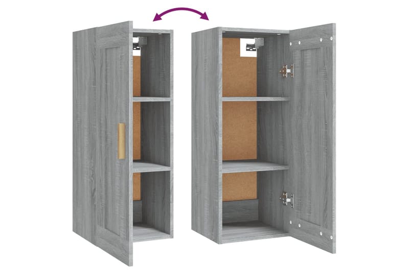 beBasic Veggskap grå sonoma 35x34x90 cm konstruert tre - GrÃ¥ - Oppbevaring - Hyller - Vegghylle