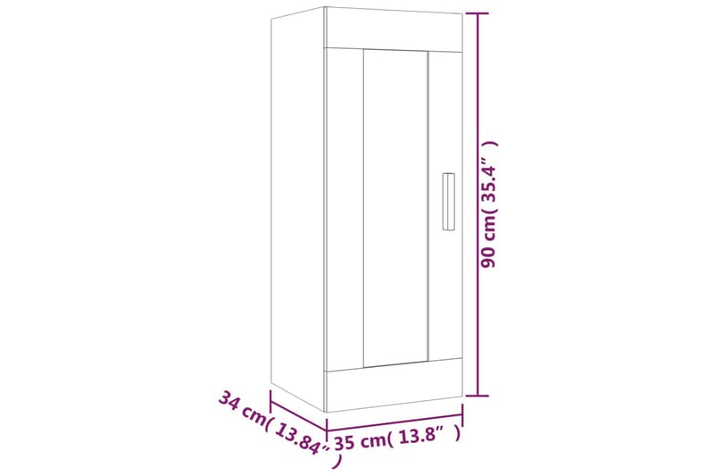 beBasic Veggskap høyglans hvit 35x34x90 cm konstruert tre - Hvit - Oppbevaring - Hyller - Vegghylle