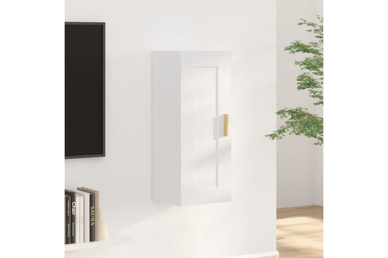 beBasic Veggskap høyglans hvit 35x34x90 cm konstruert tre - Hvit - Oppbevaring - Hyller - Vegghylle