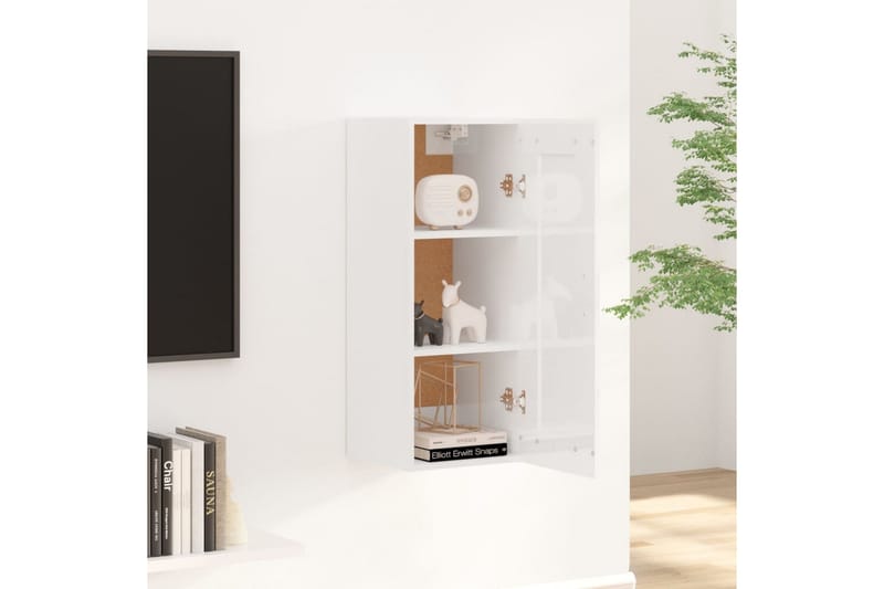 beBasic Veggskap høyglans hvit 35x34x90 cm konstruert tre - Hvit - Oppbevaring - Hyller - Vegghylle