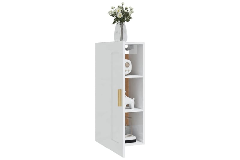 beBasic Veggskap høyglans hvit 35x34x90 cm konstruert tre - Hvit - Oppbevaring - Hyller - Vegghylle