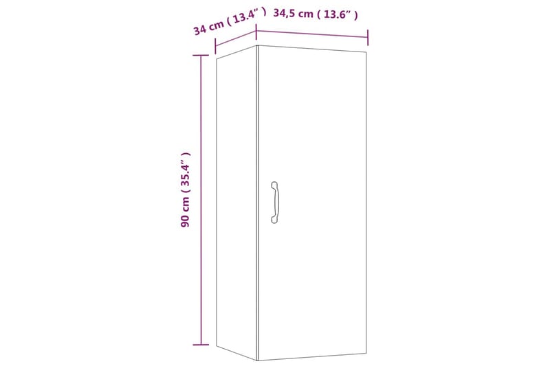 beBasic Veggskap svart 34,5x34x90 cm konstruert tre - Svart - Oppbevaring - Hyller - Vegghylle