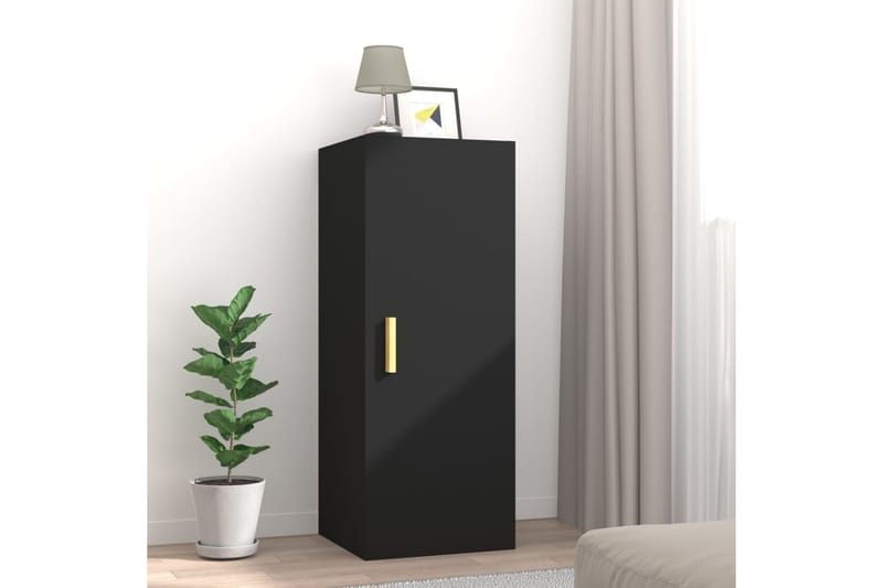 beBasic Veggskap svart 34,5x34x90 cm konstruert tre - Svart - Oppbevaring - Hyller - Vegghylle