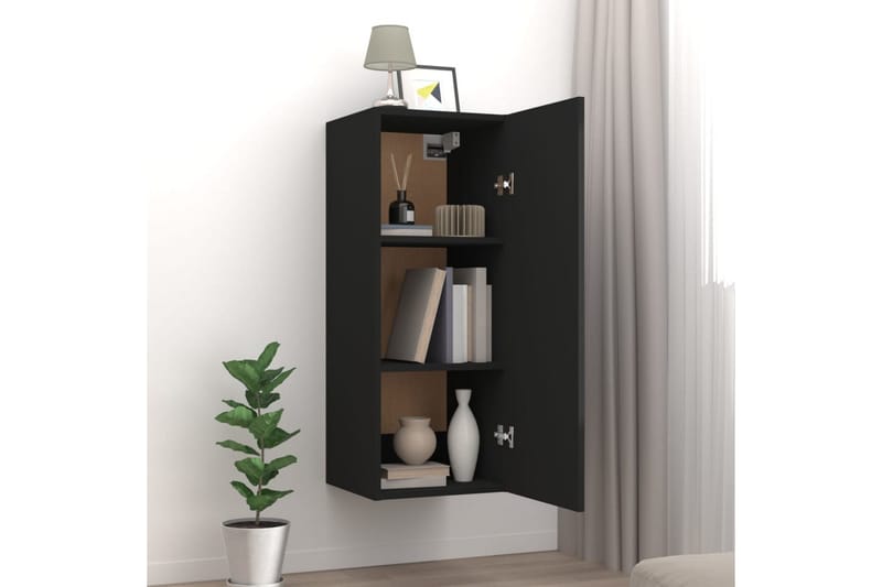 beBasic Veggskap svart 34,5x34x90 cm konstruert tre - Svart - Oppbevaring - Hyller - Vegghylle