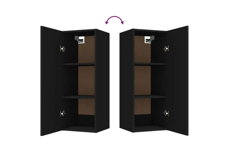 beBasic Veggskap svart 34,5x34x90 cm konstruert tre - Svart - Oppbevaring - Hyller - Vegghylle