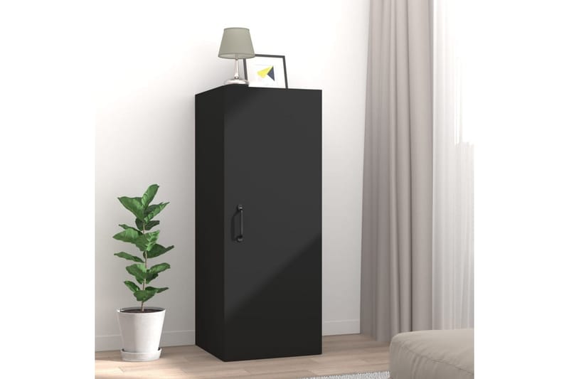 beBasic Veggskap svart 34,5x34x90 cm konstruert tre - Svart - Oppbevaring - Hyller - Vegghylle