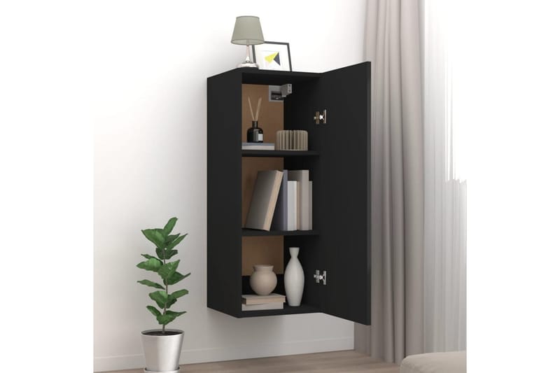beBasic Veggskap svart 34,5x34x90 cm konstruert tre - Svart - Oppbevaring - Hyller - Vegghylle