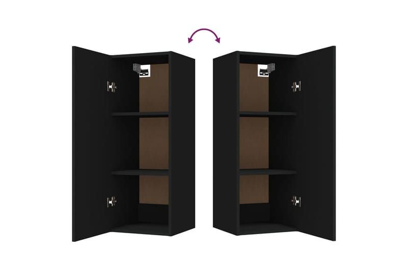 beBasic Veggskap svart 34,5x34x90 cm konstruert tre - Svart - Oppbevaring - Hyller - Vegghylle