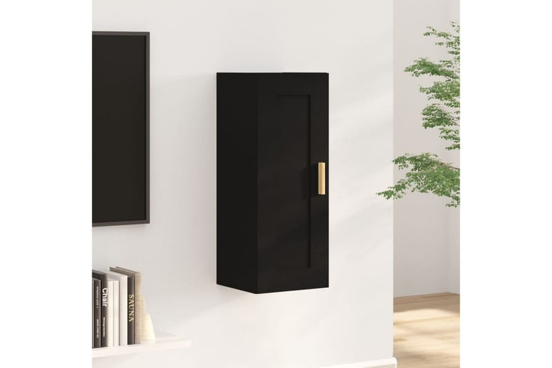 beBasic Veggskap svart 35x34x90 cm konstruert tre - Svart - Oppbevaring - Hyller - Vegghylle