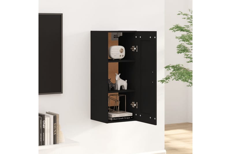 beBasic Veggskap svart 35x34x90 cm konstruert tre - Svart - Oppbevaring - Hyller - Vegghylle