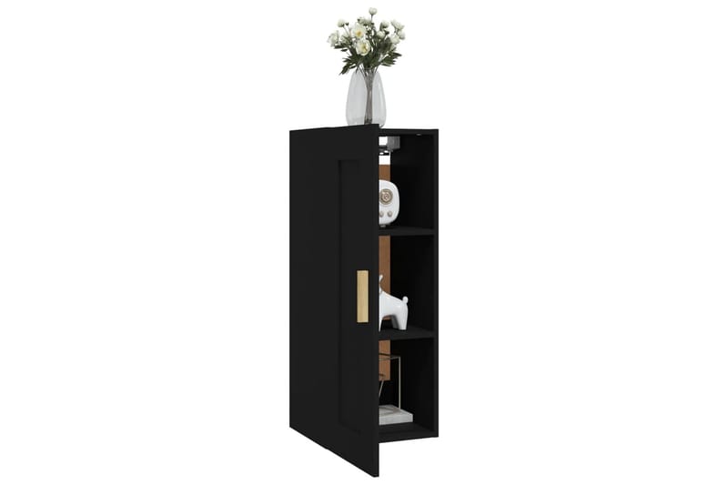 beBasic Veggskap svart 35x34x90 cm konstruert tre - Svart - Oppbevaring - Hyller - Vegghylle