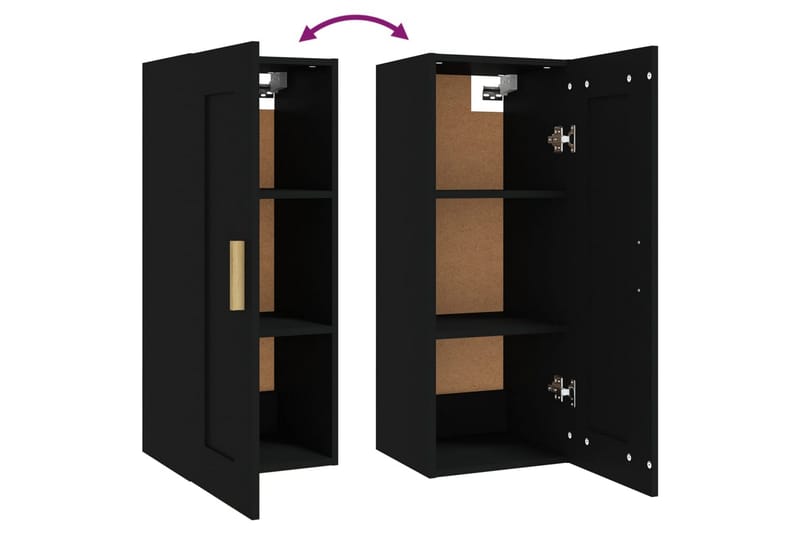 beBasic Veggskap svart 35x34x90 cm konstruert tre - Svart - Oppbevaring - Hyller - Vegghylle
