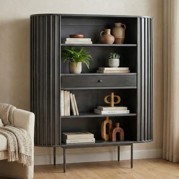 Belilo bokhylle 105 cm ribbedesign - svart - Oppbevaring - Hyller - Bokhylle