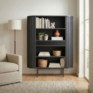 Belilo bokhylle 105 cm ribbedesign - svart - Oppbevaring - Hyller - Bokhylle