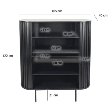 Belilo bokhylle 105 cm ribbedesign - svart - Oppbevaring - Hyller - Bokhylle