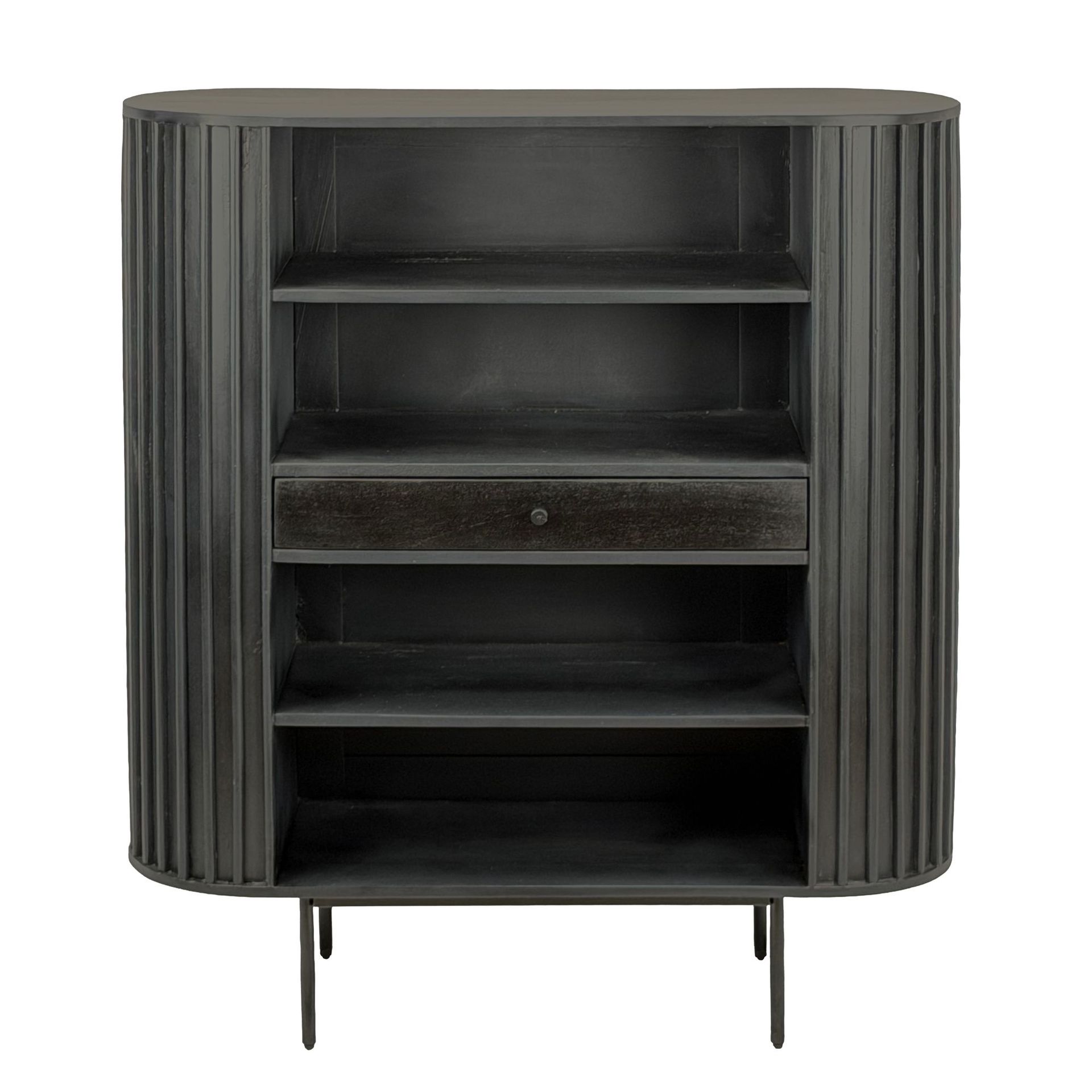 Belilo bokhylle 105 cm ribbedesign - svart