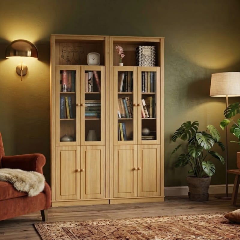 Bokhylla Loft24 Betsad/vaxad - Beiset/vokset - Oppbevaring - Klesoppbevaring - Garderober & garderobesystem - Garderobedør - Foldedør garderobe