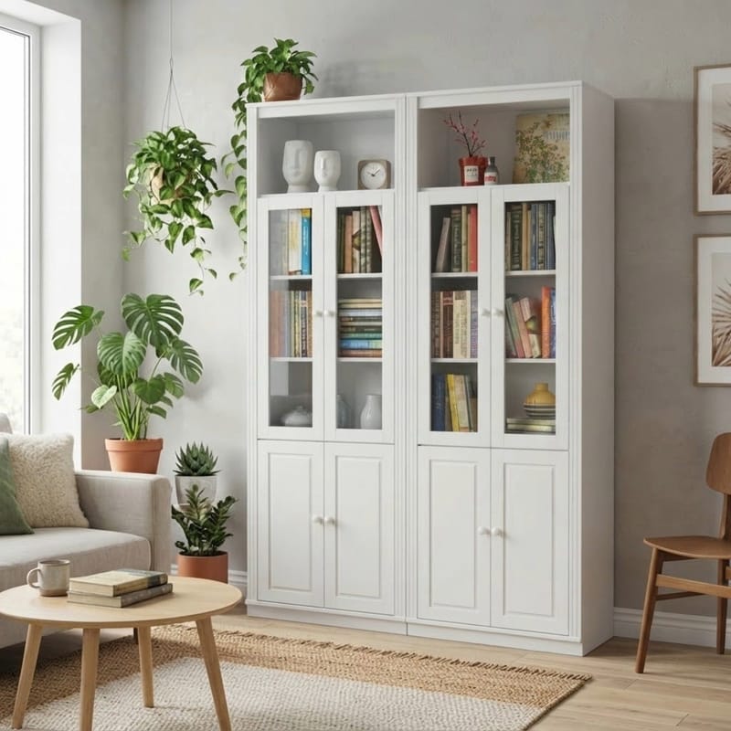 Bokhylla Loft24 Hvit Tre - Hvit - Oppbevaring - Klesoppbevaring - Garderober & garderobesystem - Garderobedør - Foldedør garderobe