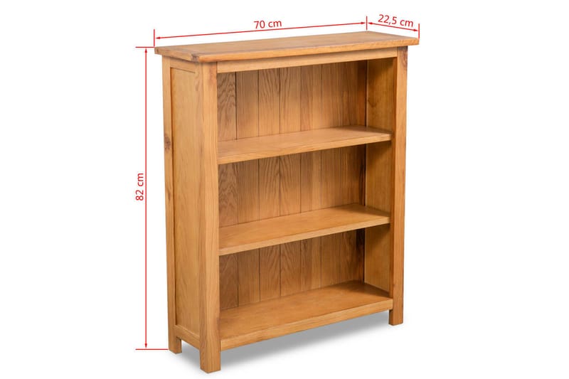 3-etasjers bokhylle 70x22,5x82 cm heltre eik - Oppbevaring - Hyller - Bokhylle