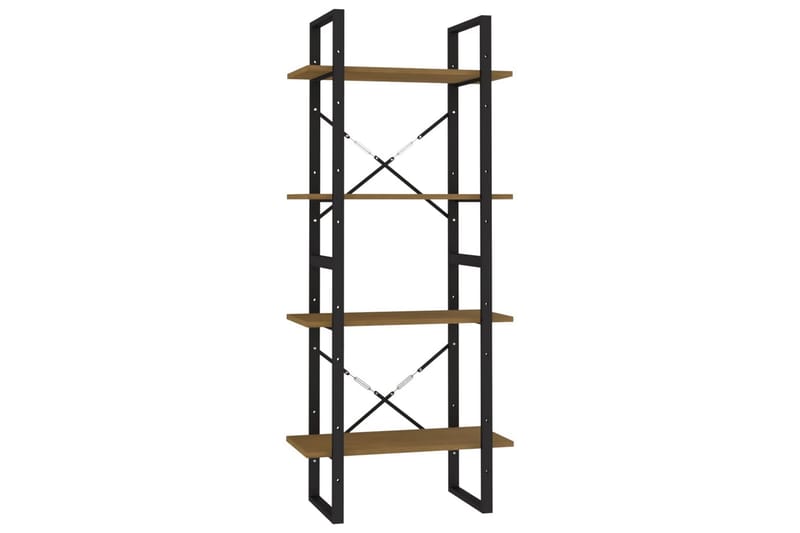 Bokhylle 4 nivåer brun 60x30x140 cm heltre furu - Brun - Oppbevaring - Hyller - Bokhylle