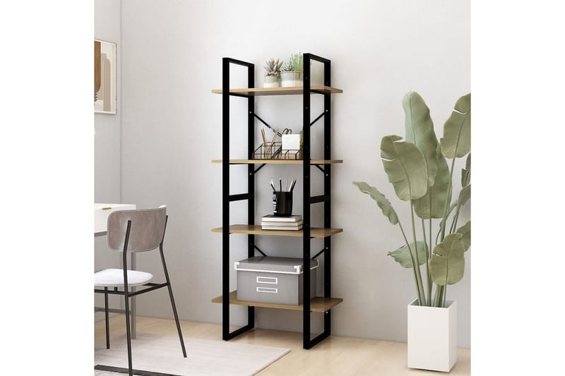 Bokhylle 4 nivåer brun 60x30x140 cm heltre furu - Brun - Oppbevaring - Hyller - Bokhylle