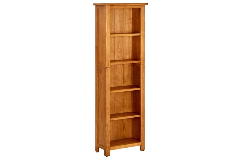 Bokhylle 5 etasjer 45x22x140 cm heltre eik - Brun - Oppbevaring - Hyller - Bokhylle