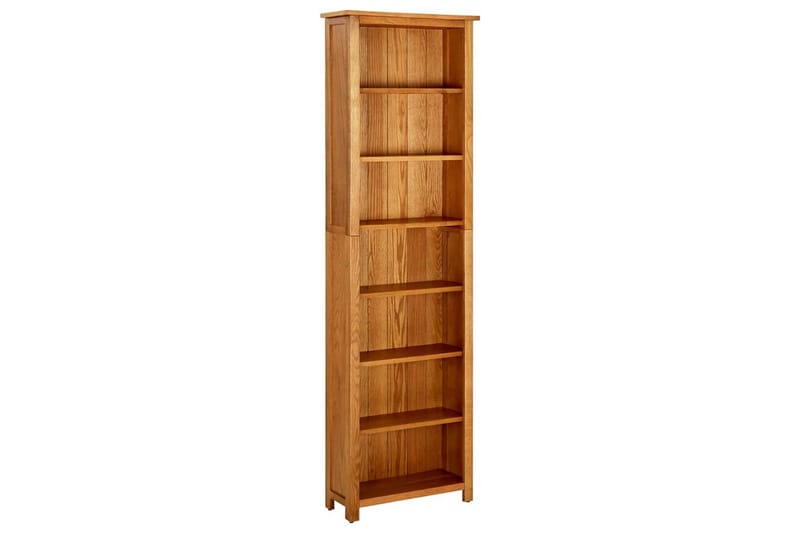 Bokhylle 7 etasjer 60x22x200 cm heltre eik - Brun - Oppbevaring - Hyller - Bokhylle