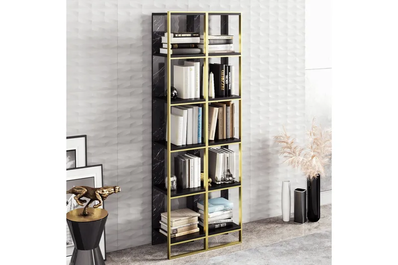 Abla Bokhylle 64 cm, Gull|Svart