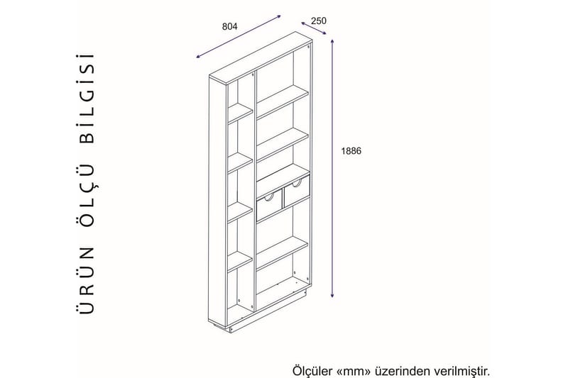 Ackerman Bokhylle 80 cm - Hvit|Valnøtt - Oppbevaring - Hyller - Bokhylle