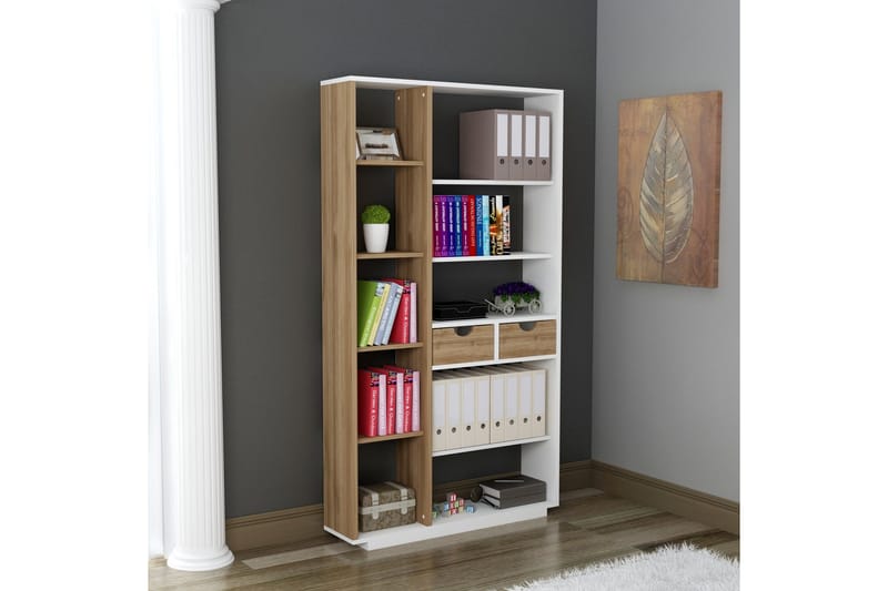 Ackerman Bokhylle 80 cm - Hvit|Valnøtt - Oppbevaring - Hyller - Bokhylle