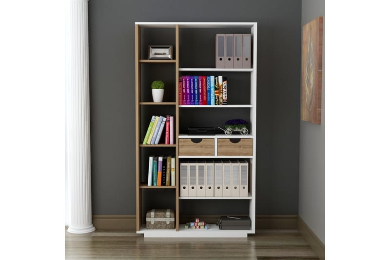 Ackerman Bokhylle 80 cm - Hvit|Valnøtt - Oppbevaring - Hyller - Bokhylle