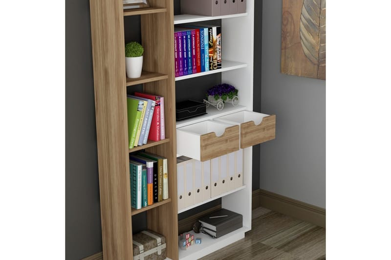 Ackerman Bokhylle 80 cm - Hvit|Valnøtt - Oppbevaring - Hyller - Bokhylle