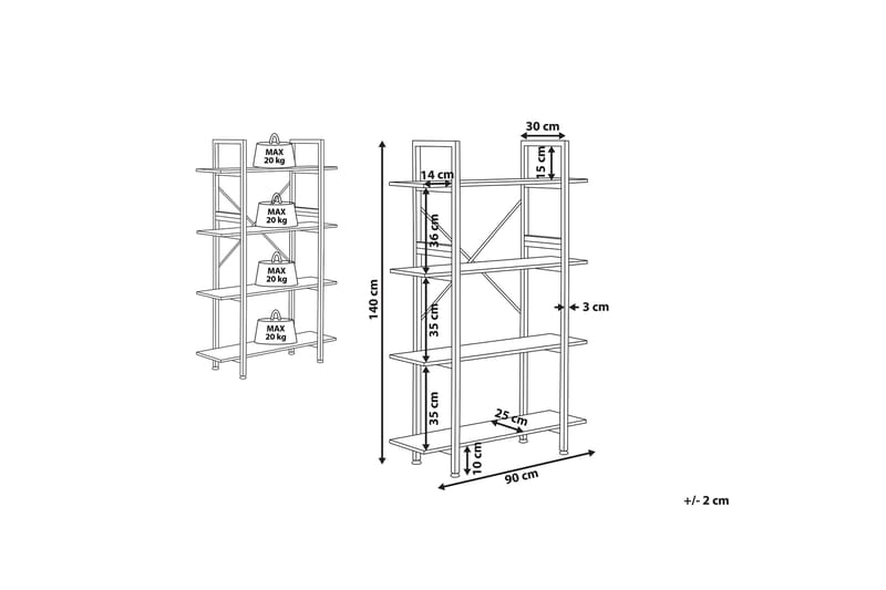 Alvaston Hylle 90x30 cm - Mørkt Tre/Svart - Oppbevaring - Hyller - Bokhylle