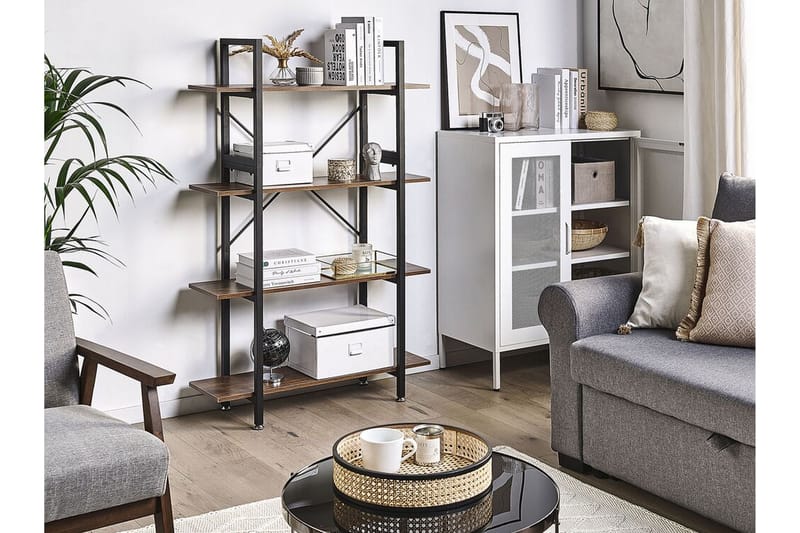 Alvaston Hylle 90x30 cm - Mørkt Tre/Svart - Oppbevaring - Hyller - Bokhylle