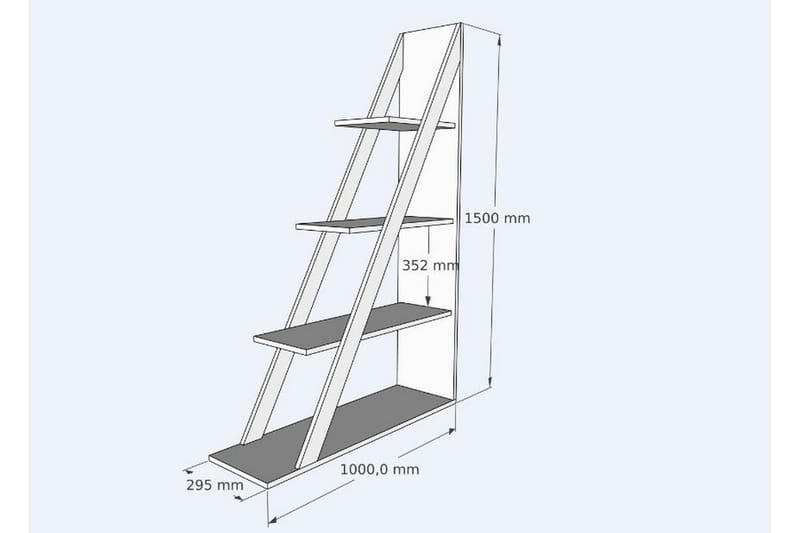 Ampelio Bokhylle 100 cm i Malt Tre - Hvit - Oppbevaring - Hyller - Bokhylle