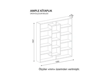 Amplett Bokhylle 125 cm i Malt Tre - Hvit - Oppbevaring - Hyller - Bokhylle