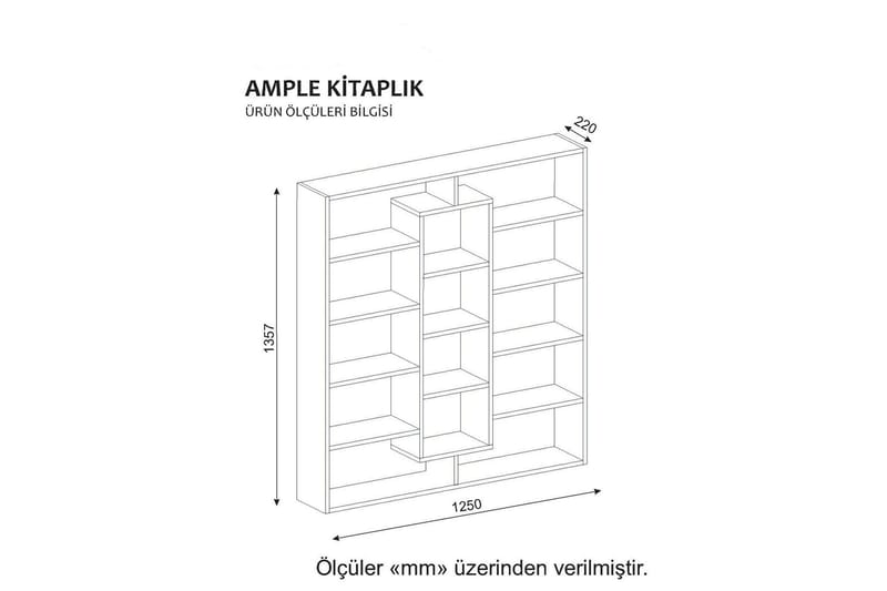 Amplett Bokhylle 125 cm i Malt Tre - Hvit - Oppbevaring - Hyller - Bokhylle