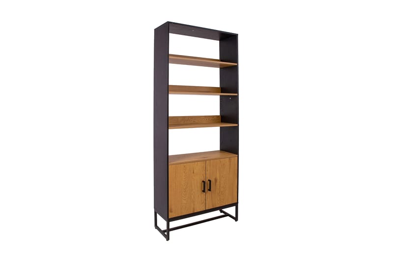 Amsterdam Bokhylle 80 cm i Tre med Metallunderstell, Svart|Brun