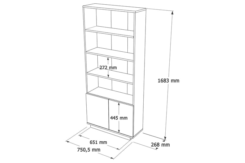 Anari Bokhylle 77,5 cm - Brun/Hvit - Bokhylle