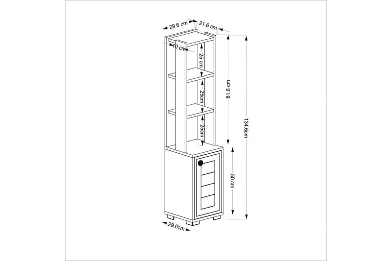 Anayurt Bokhylle 29,6x21,6 cm Hvit/Brun - Hanah Home - Oppbevaring - Hyller - Bokhylle