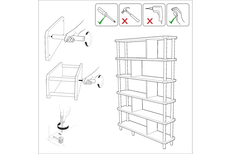 Andifli Bokhylle 120x168,5 cm - Brun - Oppbevaring - Hyller - Bokhylle