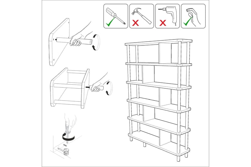 Andifli Bokhylle 120x168,5 cm - Svart - Oppbevaring - Hyller - Bokhylle
