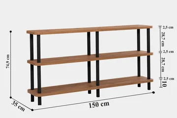 Andifli Bokhylle 150x74,9 cm - Svart - Oppbevaring - Hyller - Bokhylle