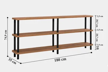 Andifli Bokhylle 180x74,9 cm - Svart - Oppbevaring - Hyller - Bokhylle