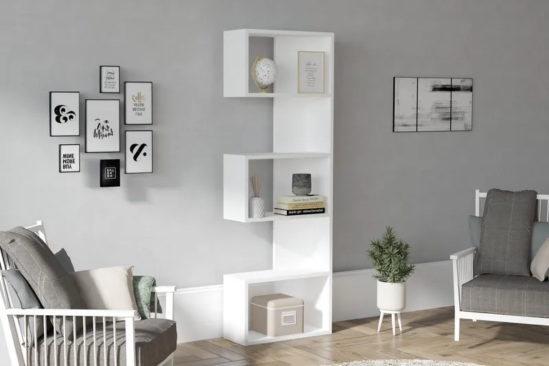 Andifli Bokhylle 52x150 cm - Hvit - Oppbevaring - Hyller - Bokhylle