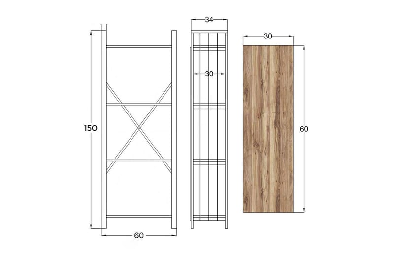 Andifli Bokhylle 60x150 cm - Svart - Oppbevaring - Hyller - Bokhylle