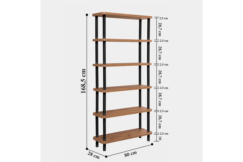 Andifli Bokhylle 80x168,5 cm - Svart - Oppbevaring - Hyller - Bokhylle