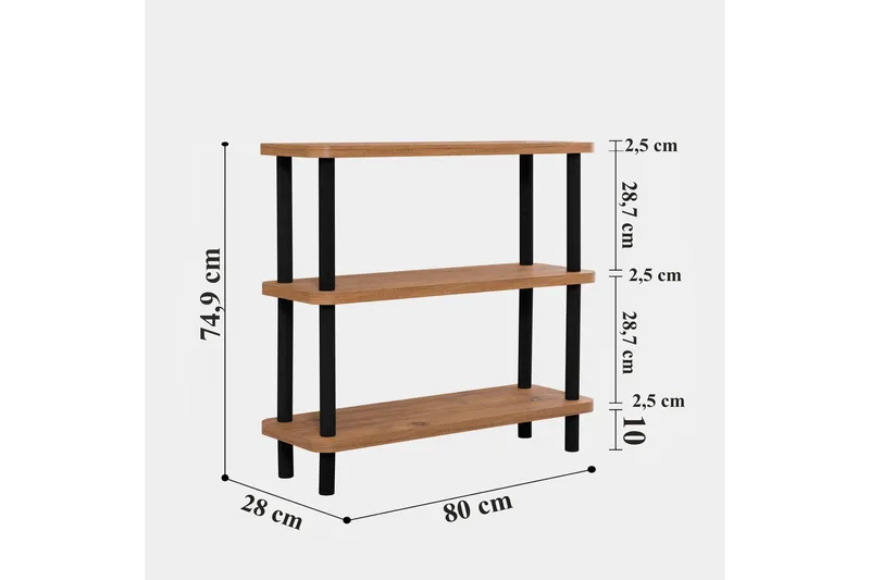 Andifli Bokhylle 80x75 cm - Svart - Oppbevaring - Hyller - Bokhylle