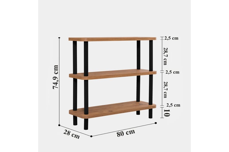 Andifli Bokhylle 80x75 cm - Svart - Oppbevaring - Hyller - Bokhylle